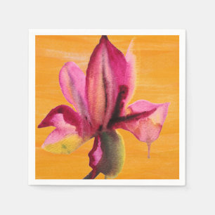 Guardanapo De Papel Flor alaranjada do pop art do watercolour roxo da