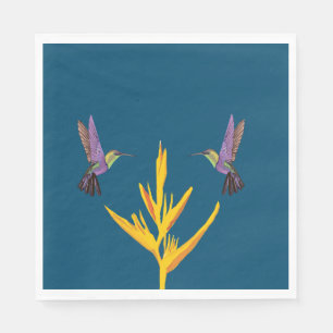 Guardanapo De Papel Flor amarela dos colibris