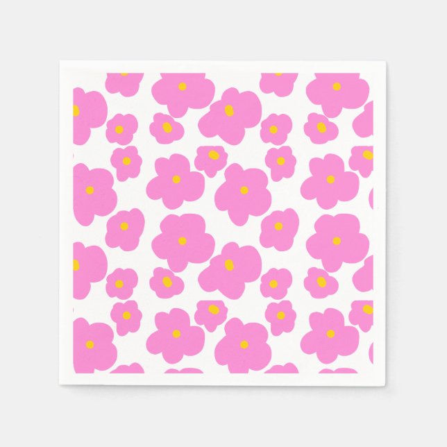 Guardanapo De Papel Flor amarela rosa margarida moderna padrão elegant (Frente)
