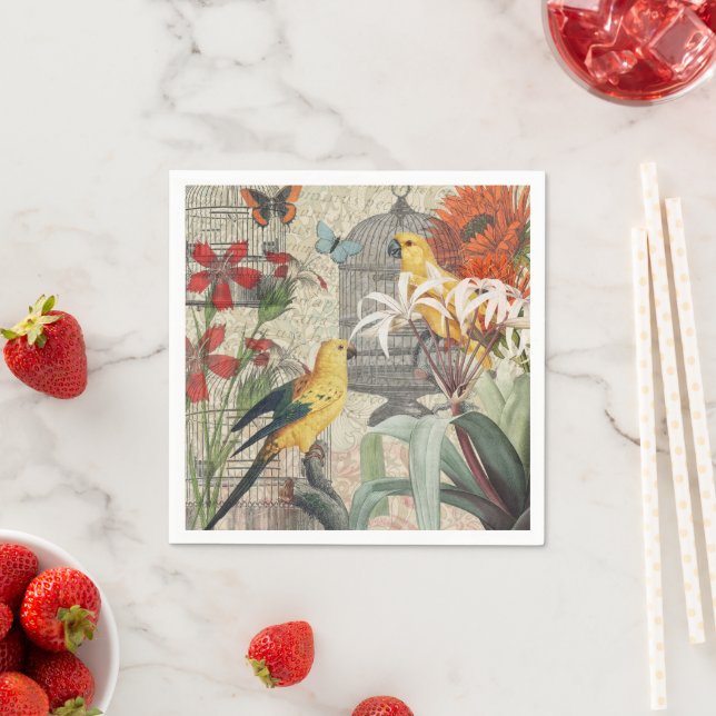 Guardanapo De Papel Flor Anticial Tropical Amarelo-papagaio (Insitu)