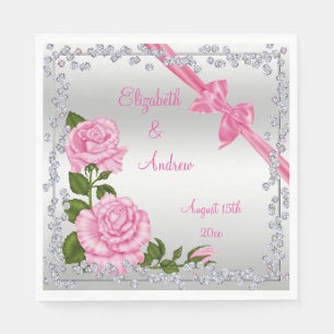Guardanapo De Papel Flor, arcos & casamento de diamantes cor-de-rosa