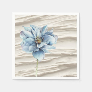 Guardanapo De Papel Flor Azul Aquarela em Abstrato Marfim