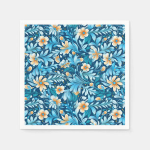 Guardanapo De Papel Flor azul-rústico laranja