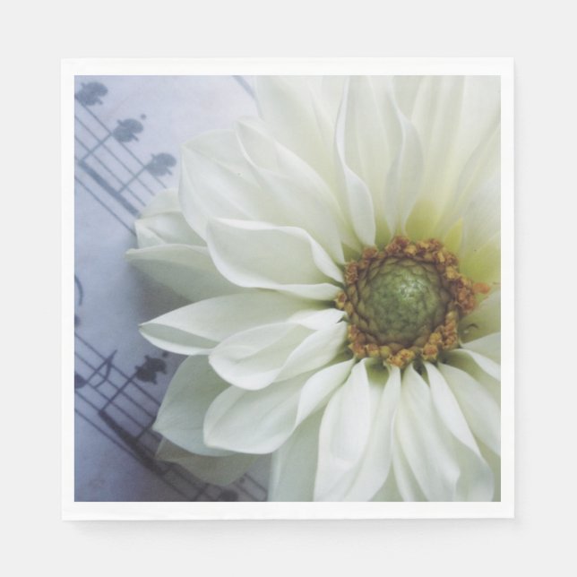 Guardanapo De Papel Flor branca na música (Frente)