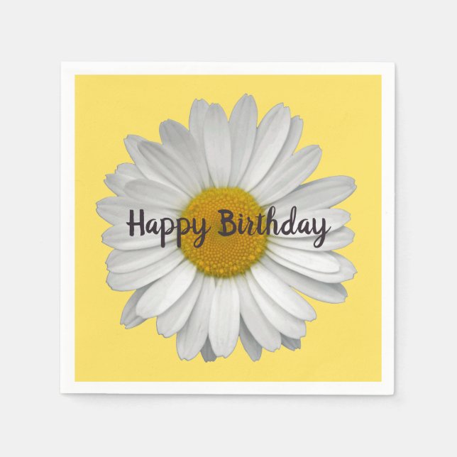 Guardanapo De Papel Flor Branca Simples e Bonita em Amarelo (Frente)