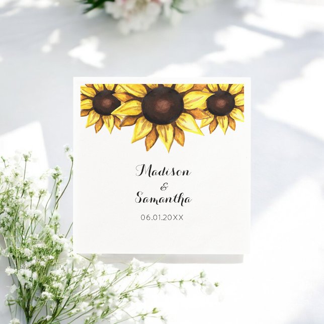 Guardanapo De Papel Flor Branco Amarelo de Casamento (Criador carregado)