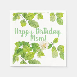 Guardanapo De Papel Flor Branco e Jardim de Folhas Verde