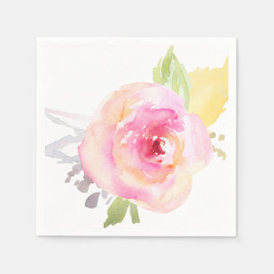 Guardanapo De Papel Flor cor-de-rosa da aguarela
