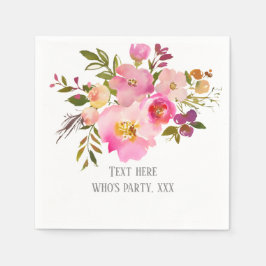 Guardanapo De Papel Flor cor-de-rosa, doce, flor de aquarela romântica
