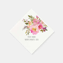 Guardanapo De Papel Flor cor-de-rosa, doce, flor de aquarela romântica