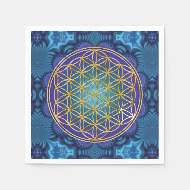 Guardanapo De Papel Flor Da Vida - Ouro - Frente 1 (Frente)