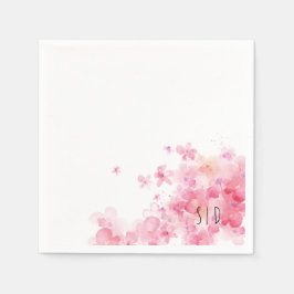 Guardanapo De Papel Flor de aquarela rosa laranja botânica