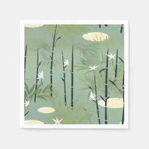 Guardanapo De Papel Flor de Bambu Sereno Asiático (11)
