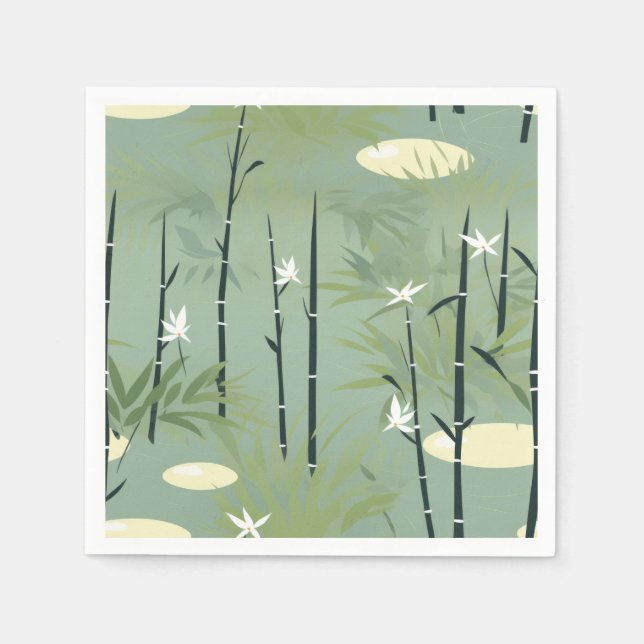 Guardanapo De Papel Flor de Bambu Sereno Asiático (11) (Frente)