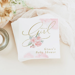 Guardanapo De Papel Flor de Blush Elegante GRACE É um Chá de fraldas