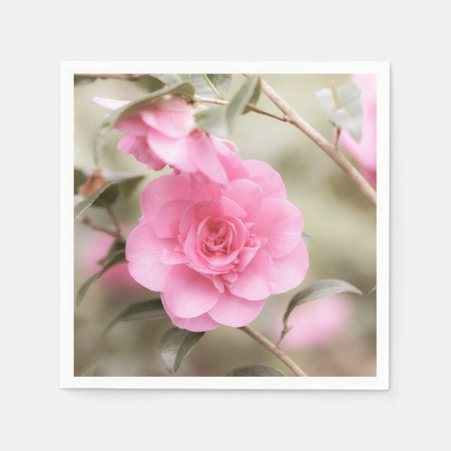 Guardanapo De Papel Flor de Camélia Rosa Suave (Frente)