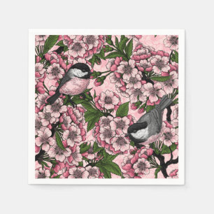 Guardanapo De Papel Flor de cereja e frangas a rosa