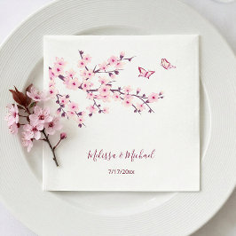 Guardanapo De Papel Flor de Cerejeira Casamento Seus Nomes