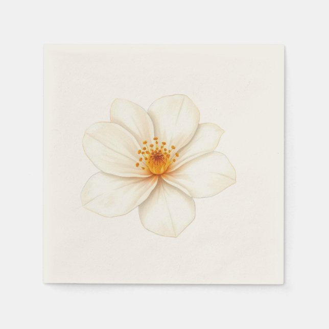 Guardanapo De Papel Flor de cor branca (Frente)