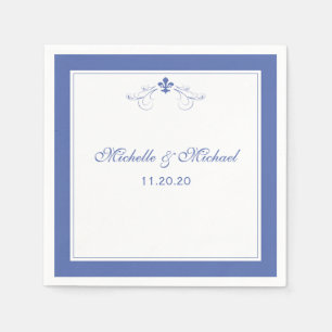 Guardanapo De Papel Flor de lis azul elegante personalizada