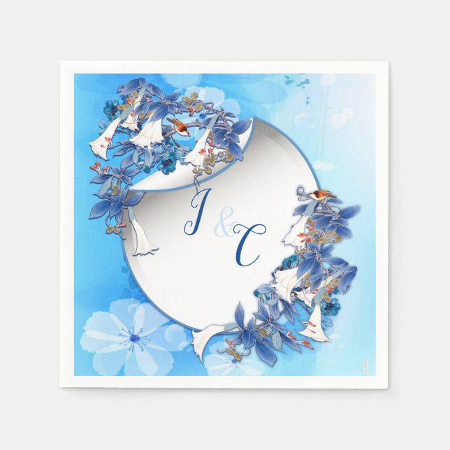 Guardanapo De Papel Flor de Lua branca ilustrada (Frente)