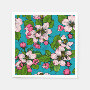 Guardanapo De Papel Flor de maçã em turquesa