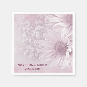 Guardanapo De Papel flor de margarida branca e rosa macio