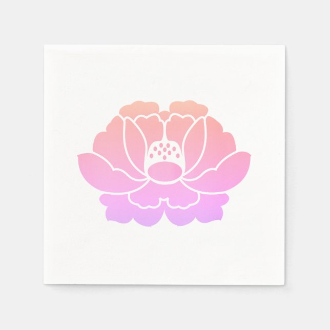 Guardanapo De Papel flor de peônia rosa pastel (Frente)