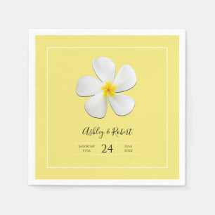 Guardanapo De Papel Flor de Plumeria Branca em Casamento Amarelo e Mod