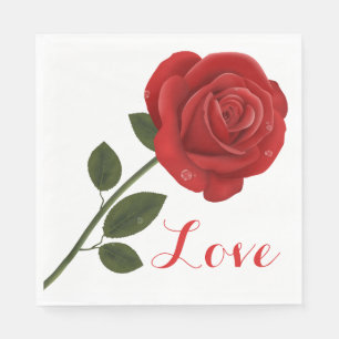 Guardanapo De Papel Flor de Rosa vermelha de Amor Floral - Festa de ca
