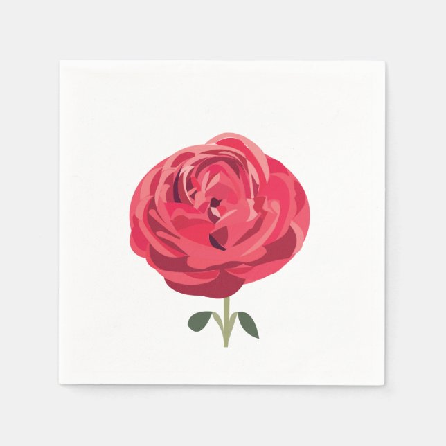 Guardanapo De Papel Flor de Rosa Vermelha Floral Rosa Vermelha Festa (Frente)