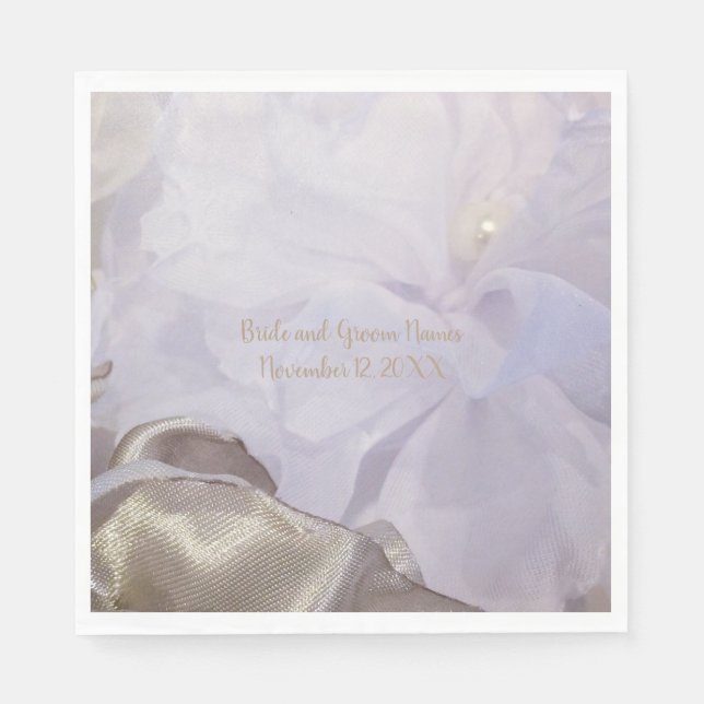 Guardanapo De Papel Flor de Seda Branca com Pérola (Frente)