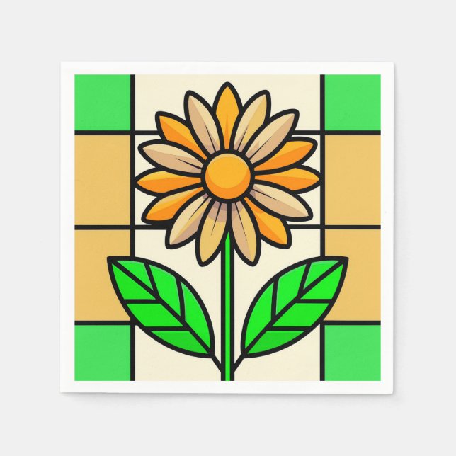 Guardanapo De Papel Flor de vidro contida (Frente)