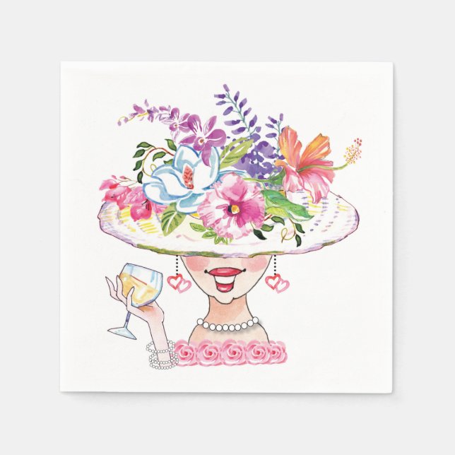 Guardanapo De Papel Flor do Partido do Jardim Lady _White Wine Napkins (Frente)