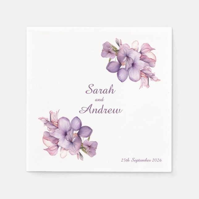 Guardanapo De Papel Flor Duplo Lilah: Casamento Personalizado Napkins (Frente)