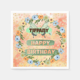 Guardanapo De Papel Flor e Borboleta Aniversário