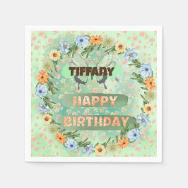 Guardanapo De Papel Flor e Borboleta Aniversário