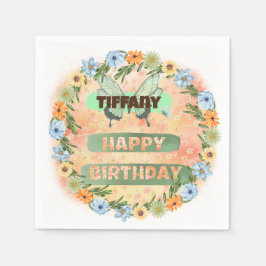 Guardanapo De Papel Flor e Borboleta Aniversário