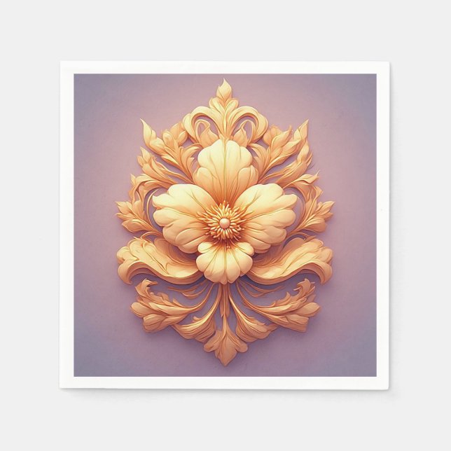 Guardanapo De Papel Flor Elegante no fundo do Ornamentado (Frente)