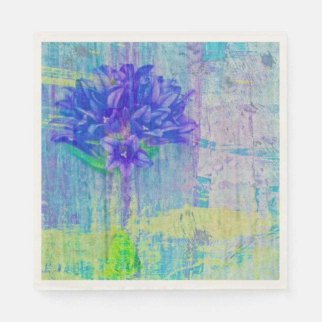 Guardanapo De Papel Flor em Violeta Azul (Frente)