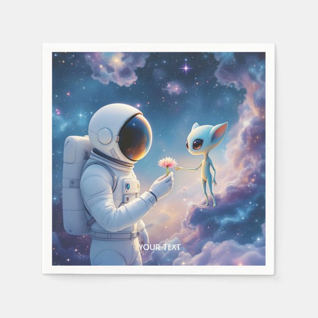 Guardanapo De Papel Flor Espacial do Astronauta Fantasy (Frente)