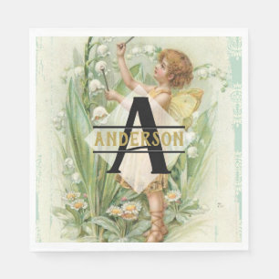 Guardanapo De Papel Flor Fada Snowbells Vintage Art Monograma Denomina