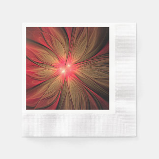 Guardanapo De Papel Flor fractal de fanfarrão vermelho