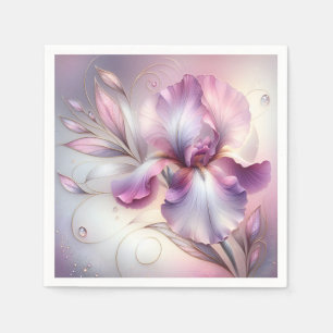 Guardanapo De Papel Flor Iris Com Etapa Dourada
