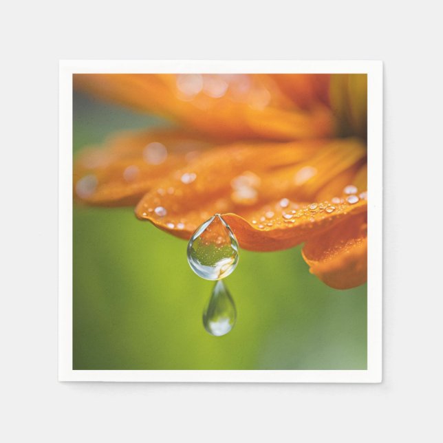 Guardanapo De Papel Flor Laranja com Poucas Refrigerantes (Frente)