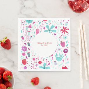 Guardanapo De Papel Flor Meadow Watercolor Teal