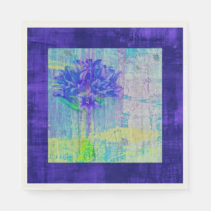 Guardanapo De Papel Flor no violeta azul enquadrado