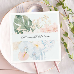Guardanapo De Papel Flor Personalizada Aquarela Flor Tropical