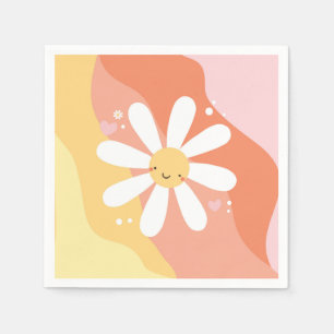 Guardanapo De Papel Flor Power Daisy 60's Hippie party napkins