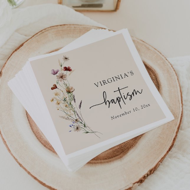 Guardanapo De Papel Flor selvagem Baptism (Boho Wildflower Baptism Napkins by Painted Paperie
)